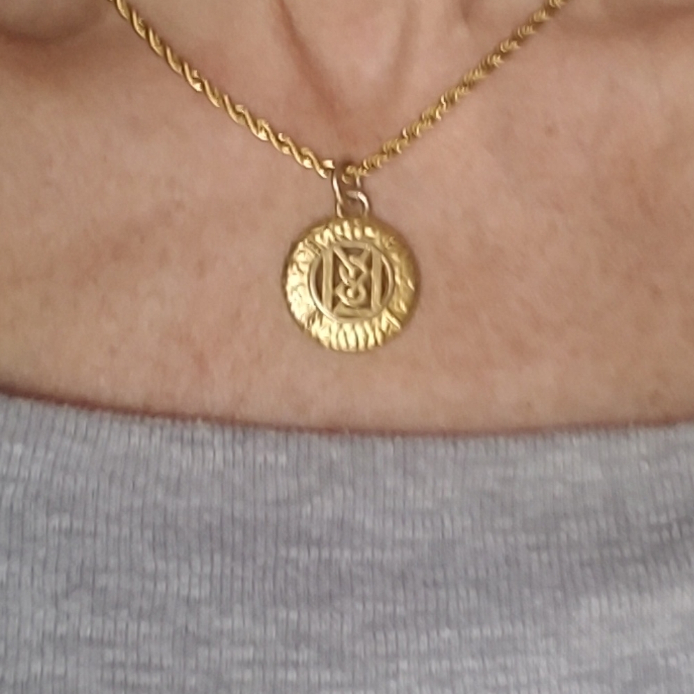 Yves Saint Laurent Gold Medallion Pendant Necklace
